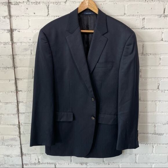 Ralph Lauren RRL Blue Pin Stripe Suit Jacket 42R Wool Blazer Sports Coat - Picture 1 of 8